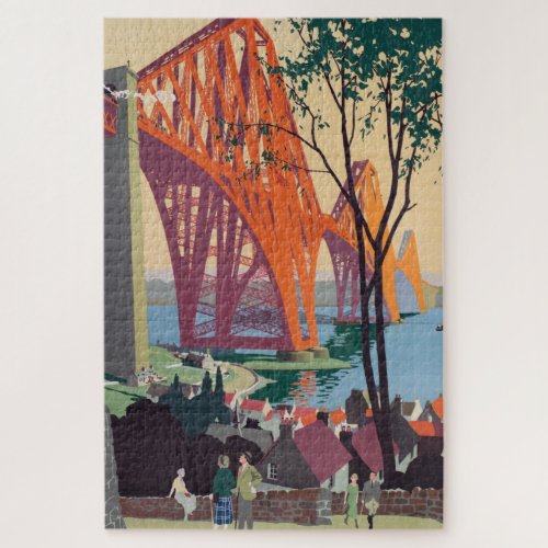 Vintage Forth Bridge Scotland Railroad Travel Art Jigsaw Puzzle