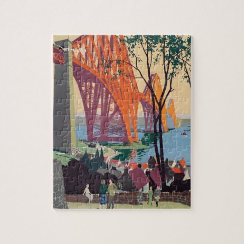 Vintage Forth Bridge Scotland Railroad Travel Art Jigsaw Puzzle