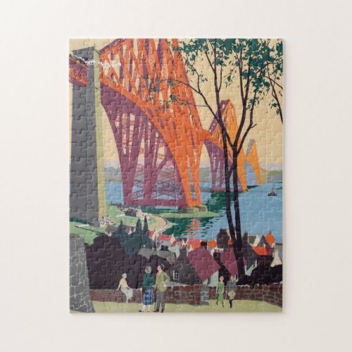 Vintage Forth Bridge Scotland Railroad Travel Art Jigsaw Puzzle