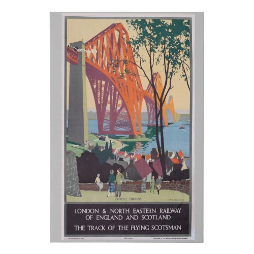 Vintage Forth Bridge Scotland Railroad Travel Faux Canvas Print