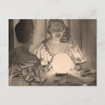 Vintage Fortune Teller With Crystal Ball Sepia Postcard by Sideview at Zazzle