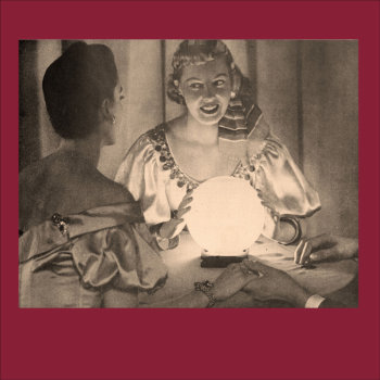 Vintage Fortune Teller With Crystal Ball Sepia Poster by Sideview at Zazzle