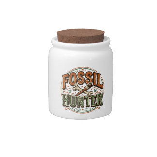 Vintage Fossil Hunter Paleontology Badge Candy Jar
