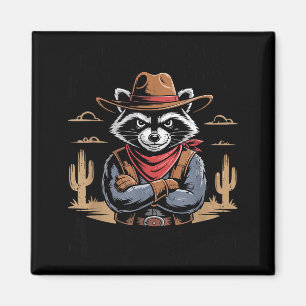 Vintage Foul-mouthed Feral Raccoon Cowboy Funny Tr Magnet