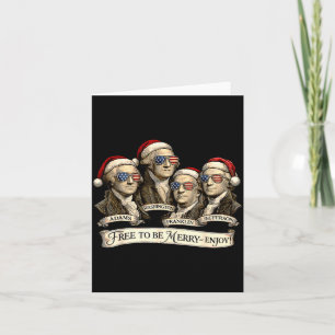 Vintage Founding Fathers Santa Hats Patriotic Chri Card
