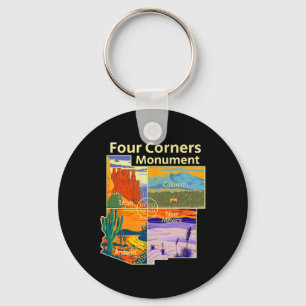 Vintage Four Corners Monument With Us National Par Keychain