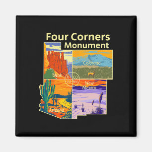 Vintage Four Corners Monument With Us National Par Magnet