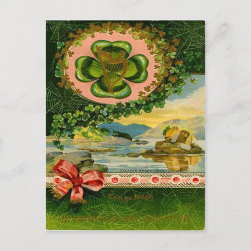 Vintage Four Leaf Clover Shamrock St Patricks Day Postcard