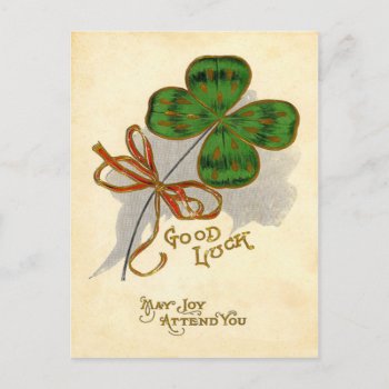Vintage Four Leaf Clover St Patrick's Day Card by kinhinputainwelte at Zazzle