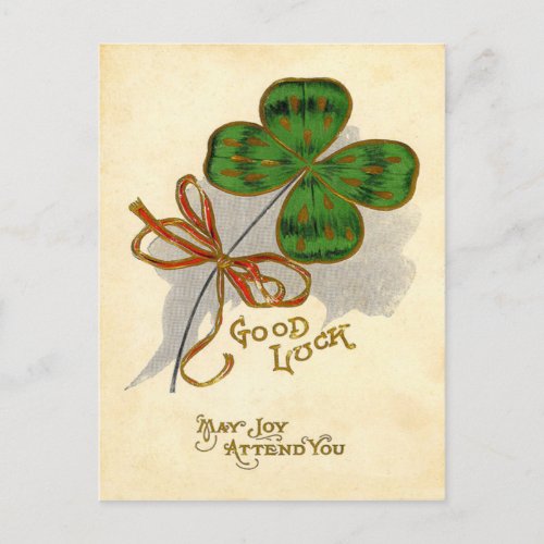 Vintage Four Leaf Clover St Patricks Day Card