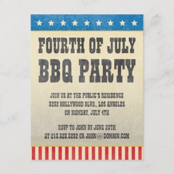 Vintage Fourth Of July American Bbq Party Invitation by J32Teez at Zazzle