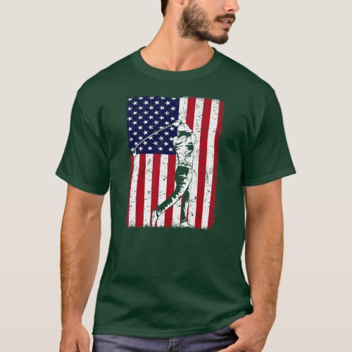 Vintage Fourth Of July American Flag Golf Retro T_Shirt