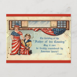 Vintage Fourth of July American Hearts Postcard
