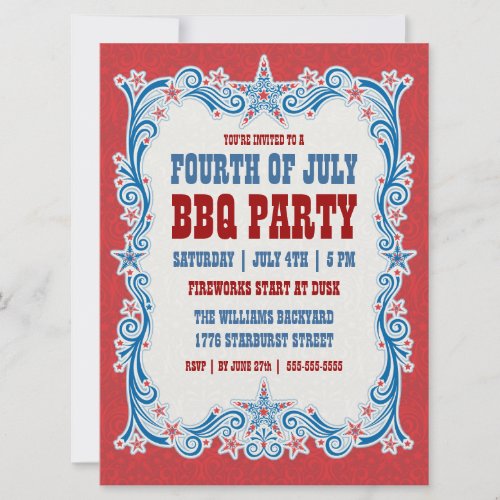 Vintage Fourth of July BBQ Party Invitation