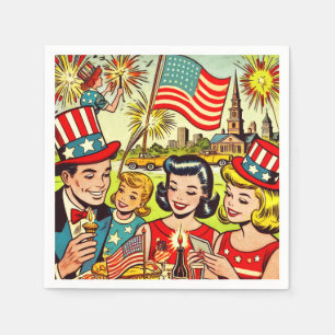 Vintage Fourth of July Family Comics Napkins