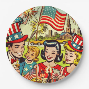 Vintage Fourth of July Family Comics Paper Plates
