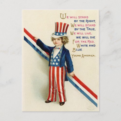 Vintage Fourth of July Red White and Blue Postcard