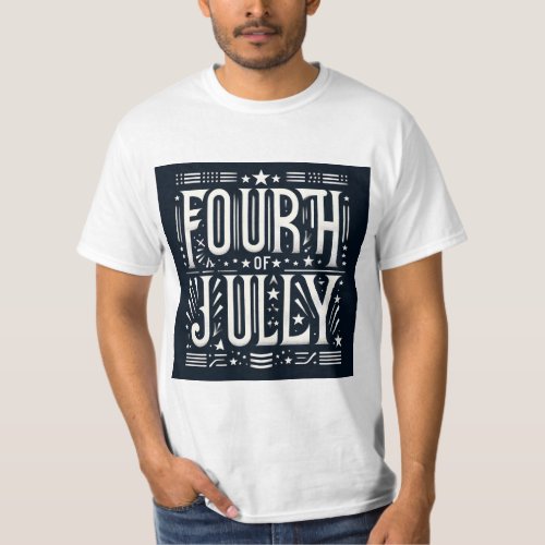 Vintage Fourth of July Typography T_Shirt