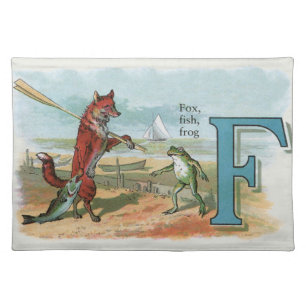 Vintage Fox and Frog Beach Whimsical Illustration Placemat