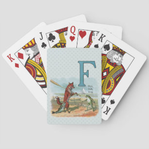 Vintage Fox and Frog Beach Whimsical Illustration Poker Cards