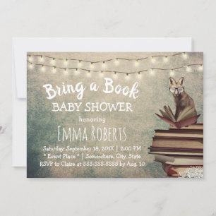Vintage Fox Bring a Book Baby Shower Invitation