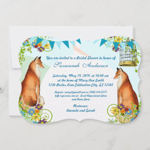 Vintage Fox Bunting Garden Bridal Shower Invites
