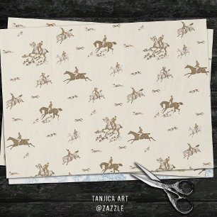 Vintage Fox Chase Horse Riders Hounds Hunting Tissue Paper