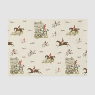Vintage Fox Chase Horse Riders Hounds Hunting Tissue Paper