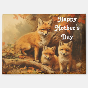 Vintage Fox Family Mother's Day Magnet