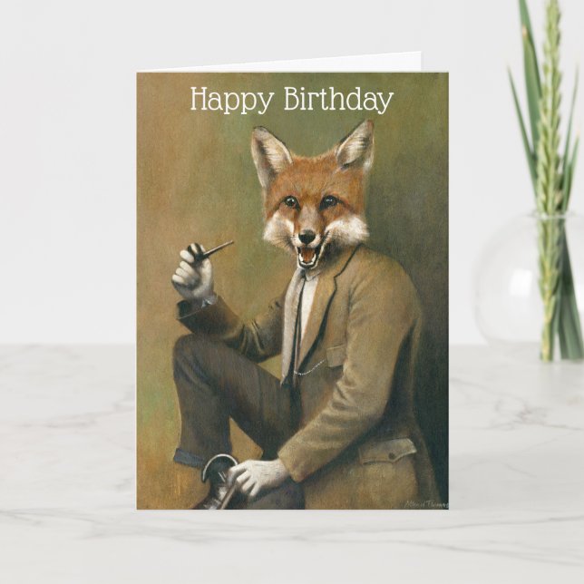 Vintage Fox Gentleman Birthday Card (Front)