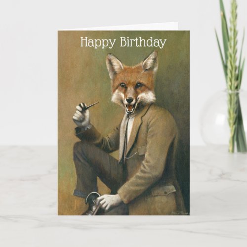 Vintage Fox Gentleman Birthday Card