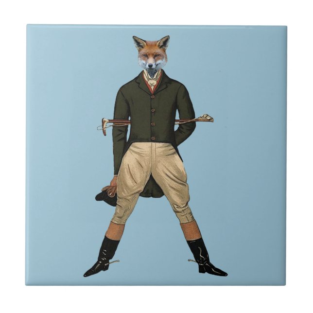 Vintage fox Hunting Ceramic Tile (Front)