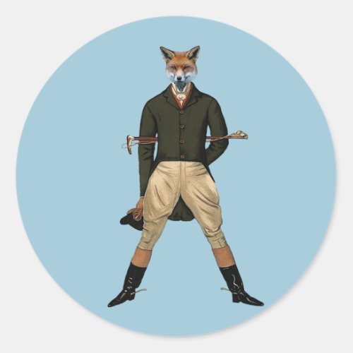 Vintage fox Hunting Classic Round Sticker