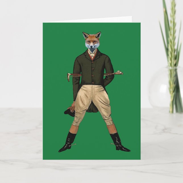 Vintage fox Hunting Holiday Card (Front)