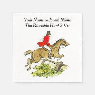 Vintage Fox Hunting Horse and Rider Custom Event Napkins