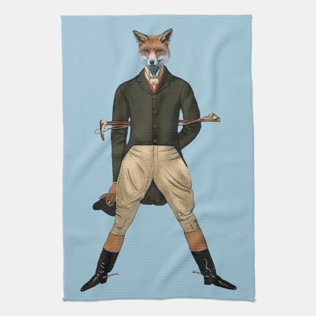 Vintage fox Hunting Kitchen Towel (Vertical)