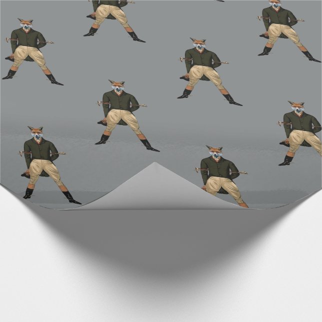Vintage fox Hunting Wrapping Paper (Corner)