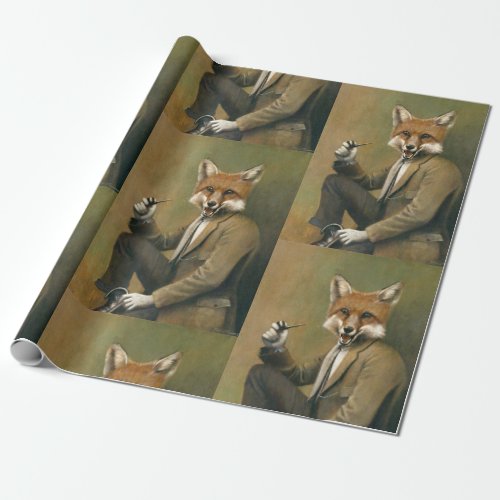 Vintage Fox In Suit Gift Wrapping Paper