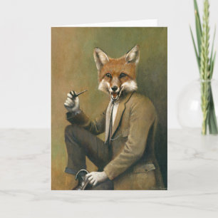 Vintage Fox In Suit Greetings Card