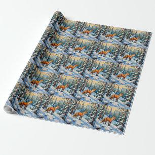 Vintage Fox in the Snowy Woods Christmas Painting Wrapping Paper