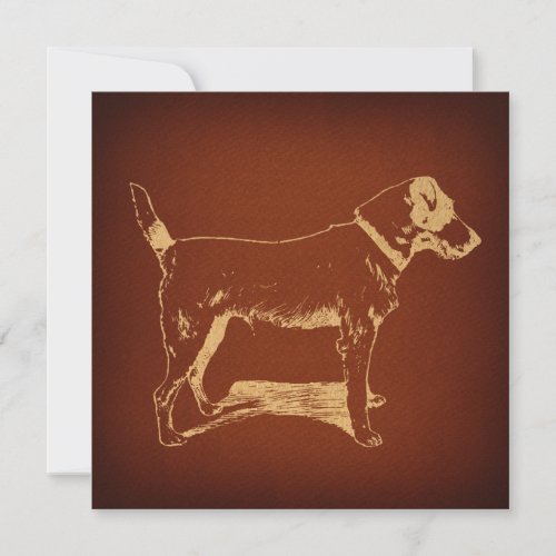 Vintage Fox Terrier Dog Art Rustic Antique Style Holiday Card