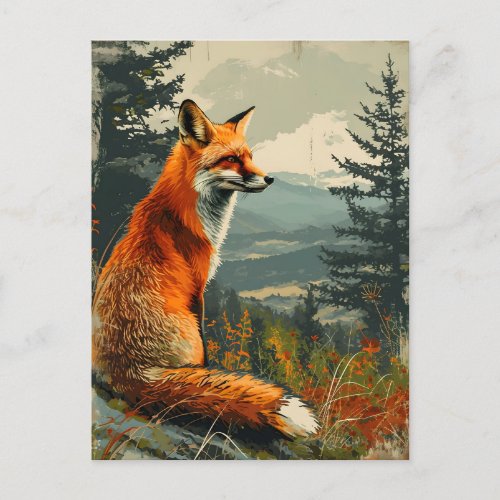 Vintage Fox Timeless Wildlife Charm Postcard