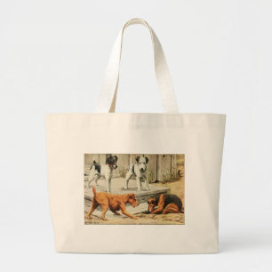 Vintage Fox, Wire Fox, Welsh, and Irish Terriers Large Tote Bag