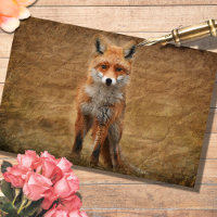 Vintage Fox with Script Overlay Decoupage Paper