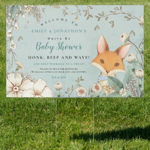 Vintage Fox Woodland Welcome Drive By Baby Shower Sign