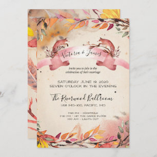 Vintage Foxes Evening Only Wedding Invitation