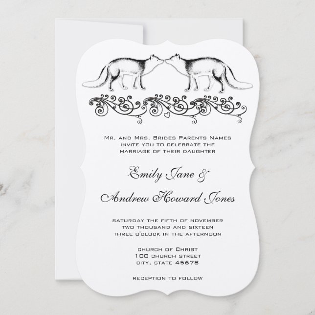 Vintage Foxes Wedding Invitation (Front)