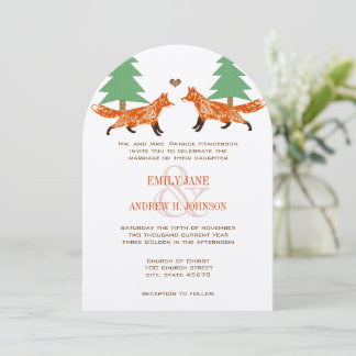 Vintage Foxes Wedding Invitation