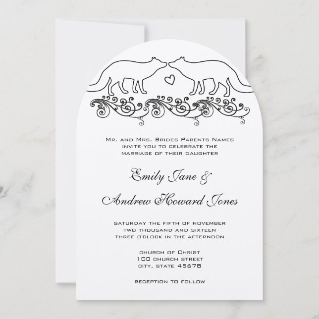Vintage Foxes Wedding Invitation (Front)