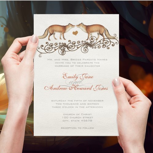Vintage Foxes Wedding Invitation